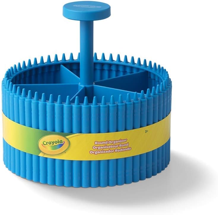 Crayola Round Storage Organizer - Creative Kids Desk Organizer with 5 Sections for Storing Pens, Pencils, Crayons and Other School/Office Supplies, Cerulean, Kids 3+ Years
