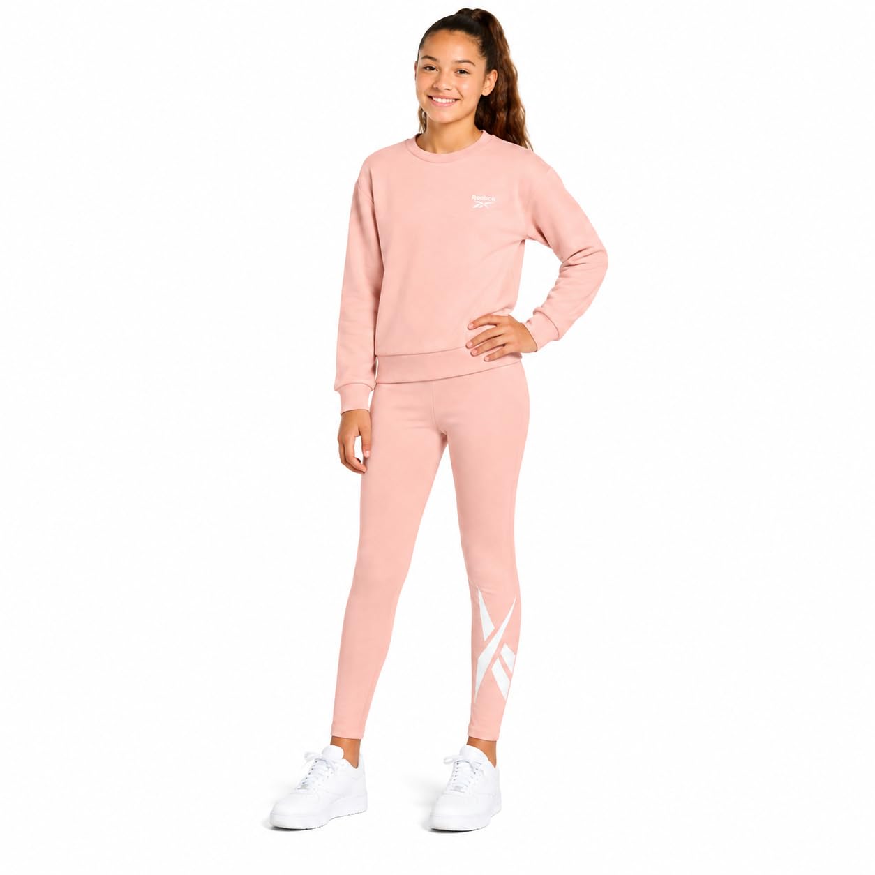 Reebok Mädchen-Hosen-Set – 2-teiliges leichtes Langarm-Shirt und Mädchen-Leggings – atmungsaktive athletische Outfits