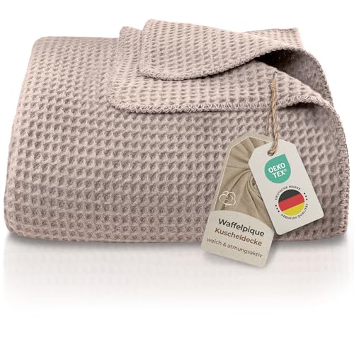 LAYNENBURG Premium Waffelpique Baumwolldecke 150x200 cm - Oeko-TEX 100 -...
