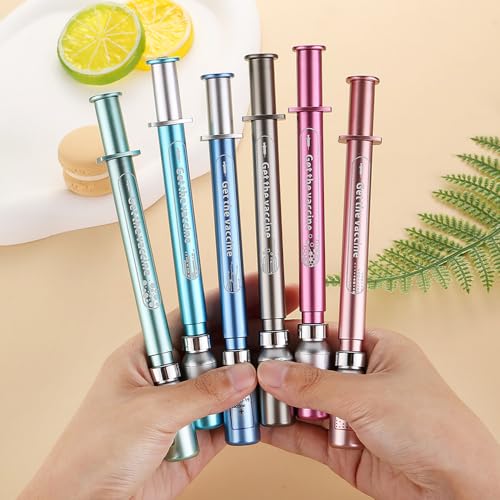 ZORZA 6 canetas criativas de gel de seringa, canetas realistas para enfermeiras, médias, 0,5 mm, tin