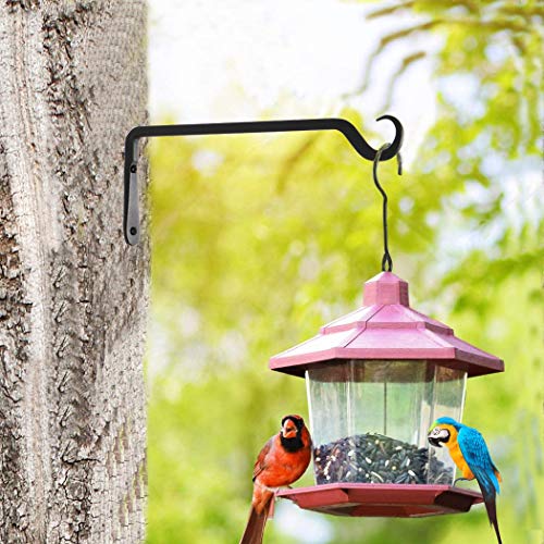 4 Pack Premium Forged Wall Hook, Sturdy Hanging Plant Bracket, Elegant Hook For Bird Feeders, Planters, Lanterns, Wind Chimes Indoor Outdoor, Upgrade Black, 12 Inch. #TOP5