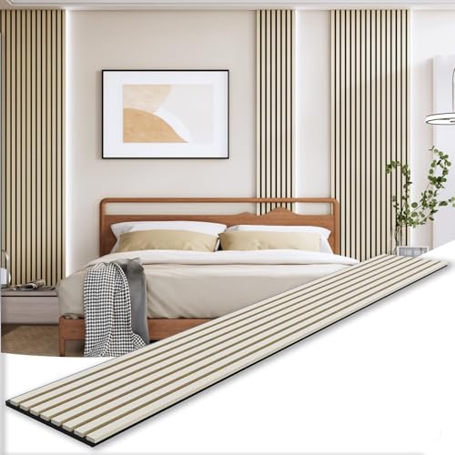 Wood Panels for Wall, 3D Soundproof Slat Wall Paneling, 2 Pack 94.5