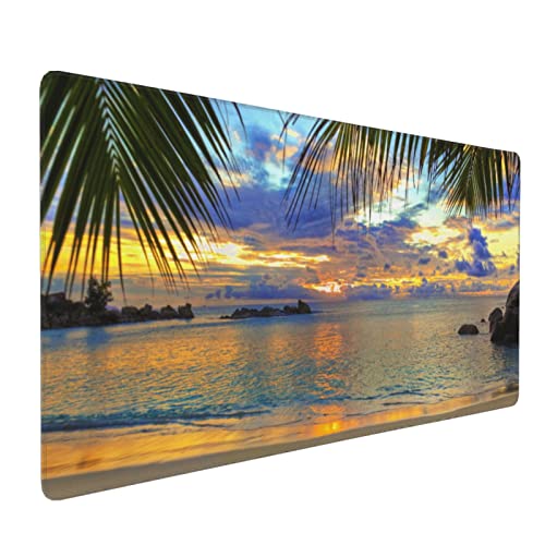 Tapis de souris antidérapant coucher de soleil pour bureau gamer