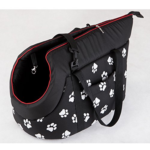 Hobbydog TORCWL3 Hundetasche Tragetasche Katzentasche mit Pfoten, Größe 32 x 30 x 50 cm, schwarz