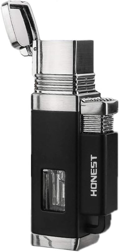 Butane Torch Lighter Quad 4 Jet Flame Gas Lighter Refillable Windproof Lighter - Butane Not Included
