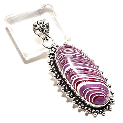 Pendentif en argent 925 et cabochon calsilice violette haut de gamme