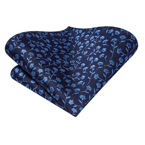 Image of Hi-Tie 70 inches Ties for Men Silk Extra Long Necktie and Pocket Square Cufflinks Set Men Big and Tall Tie Business