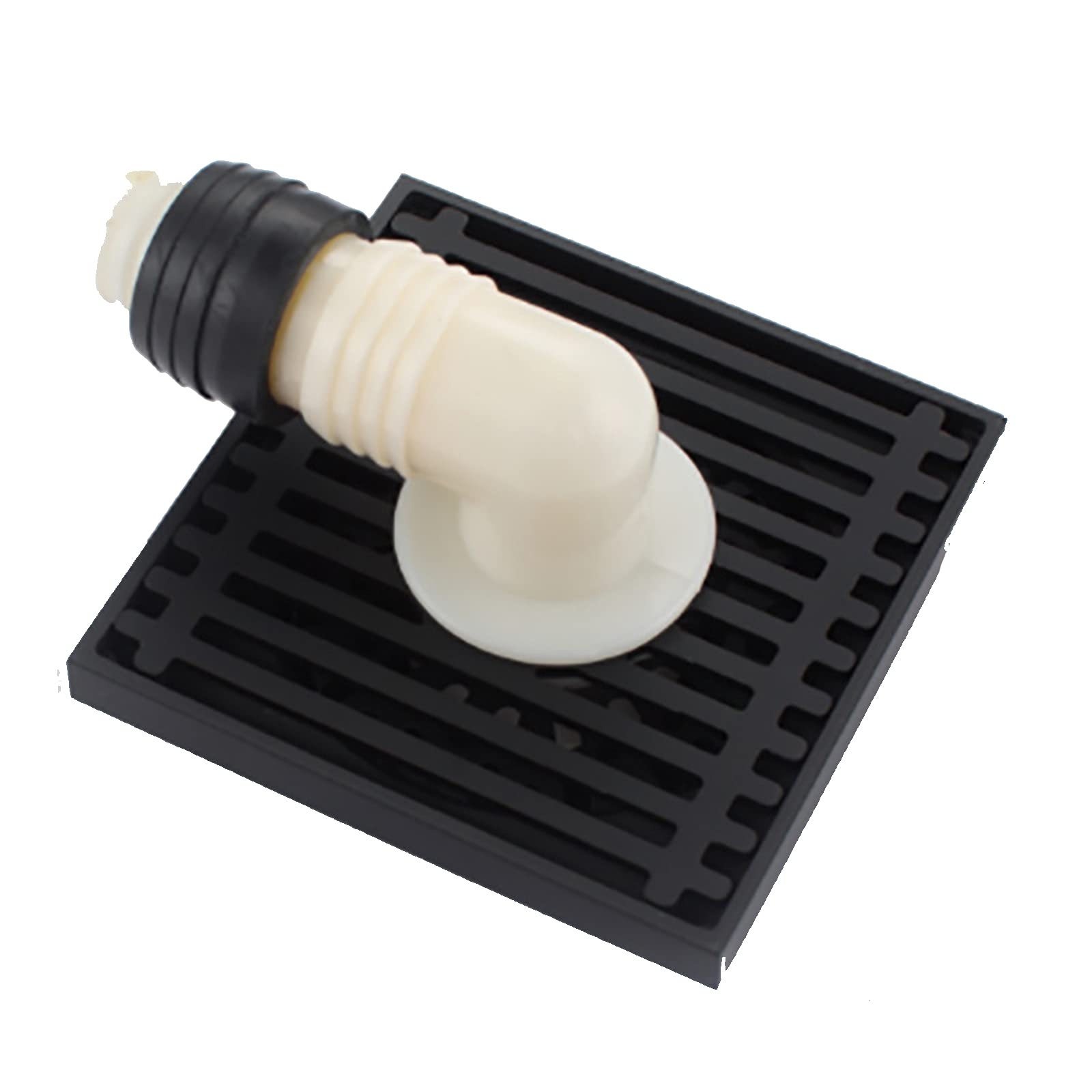 Desagüe de suelo empotrado de acero inoxidable, Desagüe de suelo ducha cuadrado 4 pulgadas latón negro