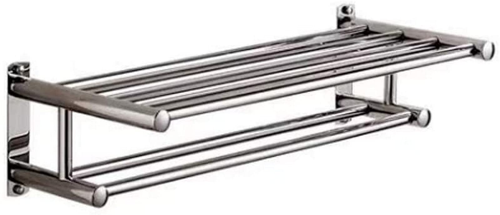 GONMDOPY Towel Rail,Bathroom Shelf Stainless Steel Towel Shelf for Bathroom Wall-Mounted Kitchen Storage Rack Hotel Rack Towel Bar with Hooks/40Cm