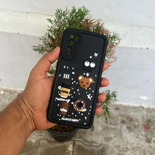 Image of Pikkme Back Cover for OnePlus Nord (2020) | 3D Cartoon Silicone Case Cute & Fun Full Protective Bumper Cover (Black)