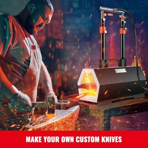 Happybuy Propane Forge Portable - Double Burner for Precision Tool and Knife Making, Complete Kit with Large Capacity, Ideal for Blacksmithing, Mini Furnace and Gas Forging Tools