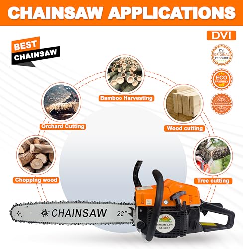 Image of HEAVY DUTY 22inch HARVESTOR CHAIN SAW, 58cc 2 stroke Air cooled Cutting trees, Wood cutting, Garden Yard, Agriculture, industrial, Rescue Landscapes, Orange (AI-5800 PETROL CHAIN SAW)