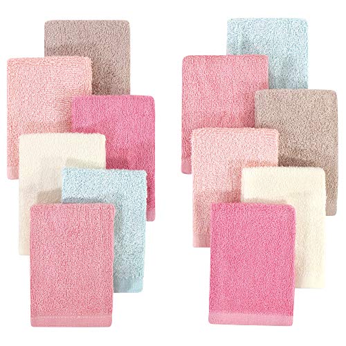 Image of Hudson Baby Unisex Baby Rayon from Bamboo Woven Washcloths 12pk, Soft Peony, One Size