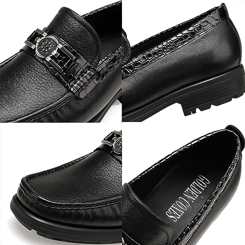 Mens Leather Penny Loafers, Classic Crocodile Printed Business Dress Shoes with Metal Buckle Slip on Penny Shoes for Mens3