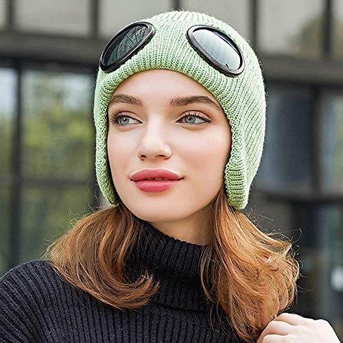 Bonnet tricoté avec lunettes intégrées pour le ski et les sorties d'hiver en ville