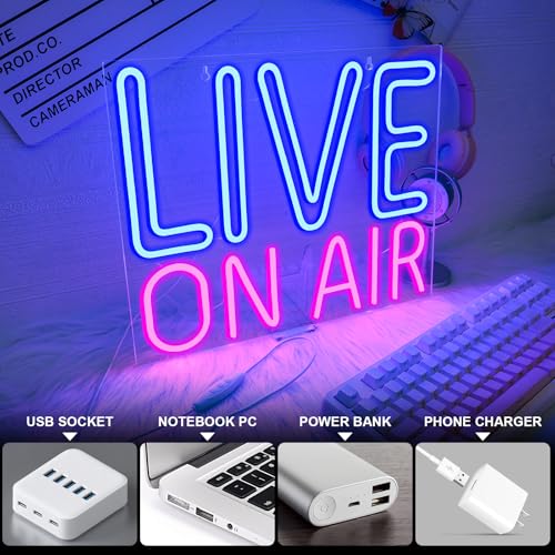 Image of Live On Air Neon Sign On Air Sign Wall Decor for Live Stream