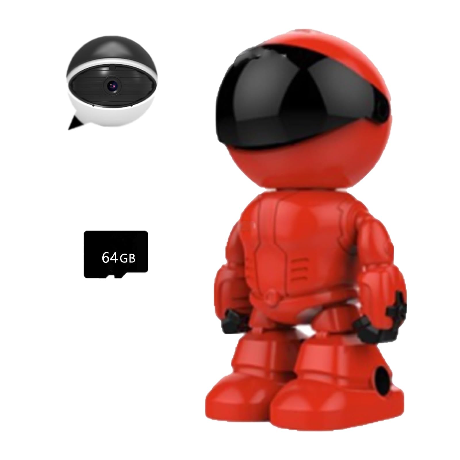 Lextex Red Wireless Indoor Motion Detection Robot Camera, Wifi Indoor Camera 1080P Infra Night Vision For Home Security, Two-Way Talk, Human Detection, Smart Home Gadgets With Phone App(Red)