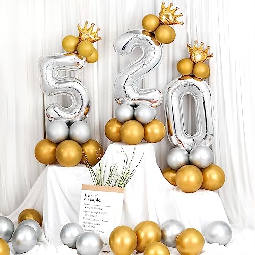 Image of 40 Inch Silver Number Balloons, Helium Mylar Foil Number Balloons for Birthdays, Number 5 Balloon for Party Wedding Bachelorette Birthday Bridal Shower Anniversary Celebration Party Decorations