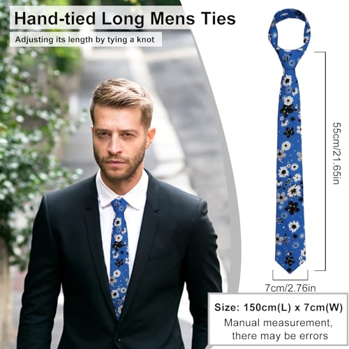 Image of Luckyvestir Mens Ties, Sage /Dusty Blue /Pink Floral Ties for Men, 2.76 inch Cotton Flower Necktie for Wedding /Groomsmen /Party