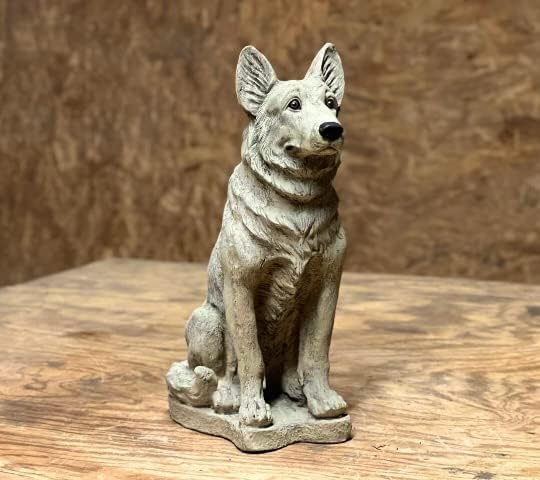 Concrete German Shepherd Dog FigureRealistic Shepherd Figurine Police Dog Memorial Stone Figure