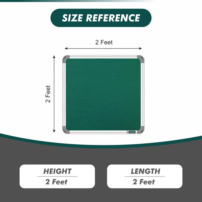 Image of YAJNAS 2x2 Feet Premium Material Green Designed Notice Board with Acrylic Door /Soft Board /Bulletin Board /Pin-up Display Board for Study Room, Office, School & Home Use