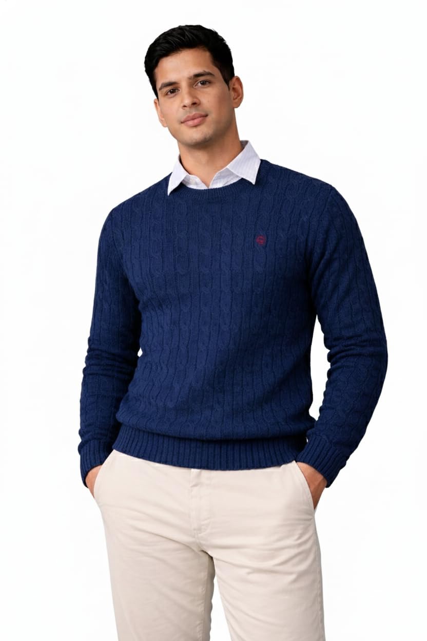 blosky "Trendy Fern Blue Cable-Knit Pullover for Effortless Warmth and Style-picture-12