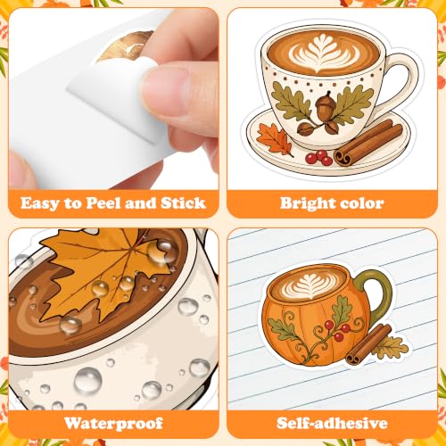 Image of Autumn Latte Coffee Self Adhesive Sticker for Laptop DIY Gift | Waterproof, Self Adhesive Vinyl Decal, Bright Color Clear Printing, Easy Peel