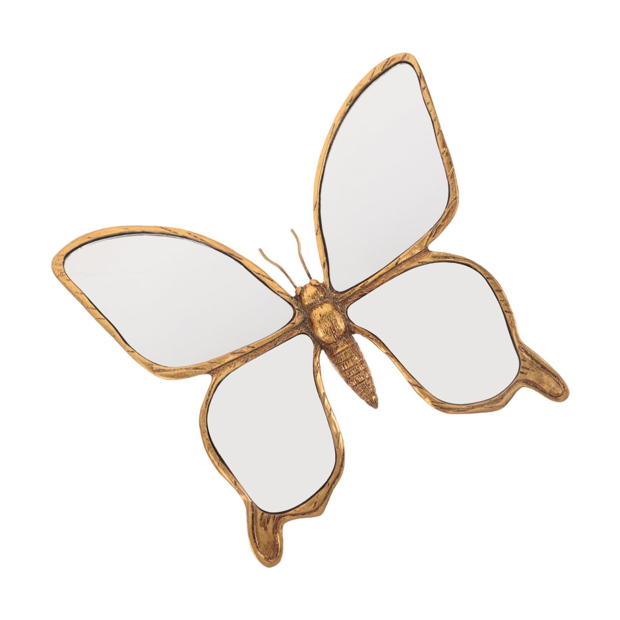 Specchio Decorativo a Farfalla da Parete, Oro in Resina Acrilica | Stile Europeo in Rilievo, Finitura Dettagliata, Installazione DIY Rapida