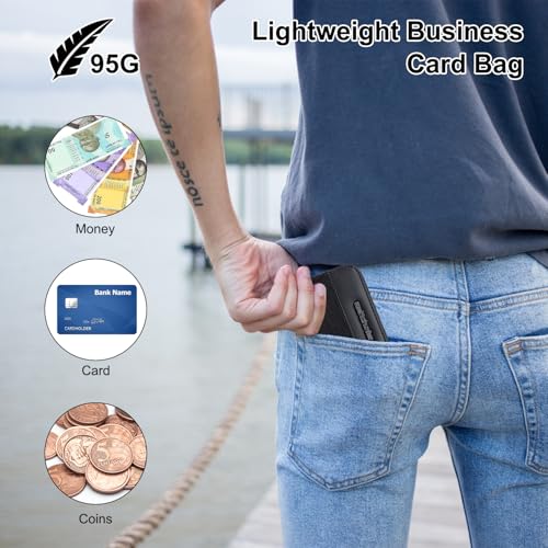 Image of Arctic Hunter Professional 10 Slots Card Holder Organiser with Gift Box Polyester Water-Resistant Pocket Size Coin Cash ATM Credit Card Case Wallets for Men Women, Black