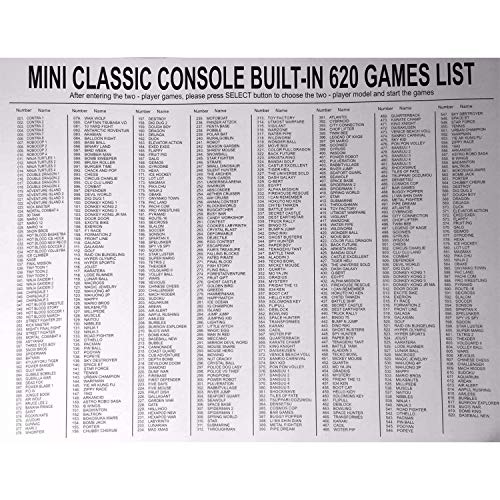 Classic Retro Game Console Mini Video Game Consoles with 620 Games - AV Output (White)