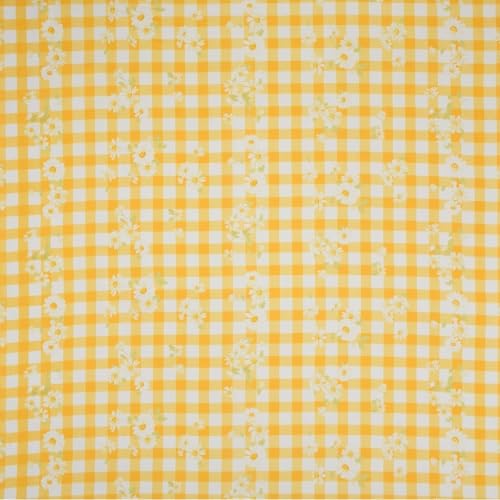 Image of RUMPS Yellow Gingham Floral All Around Elastic (72x78 inches), Farmhouse Style Bedding with 2 Matching Pillow Covers (18x28 inches), Soft Cotton Micro Fabric