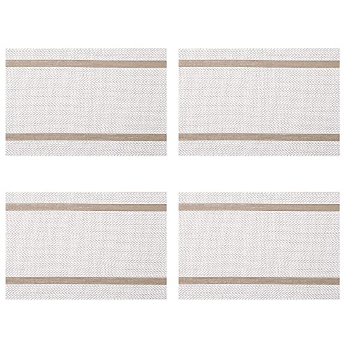 Sets de table en vinyle PVC blanc lavables d'un coup d'éponge - 2