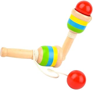 STOBOK 2pcs Wood Catch Ball, Cup and Ball Game, Cup Catch Ball Toys, Mini Wooden Catch Ball Hand Eye Coordination Ball Catching Cup ( Random Color )