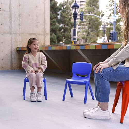 Image of ECR4Kids 12in Plastic School Stack Chair, Classroom Furniture, Blue, 4-Pack | Durable plastic, GREENGUARD Gold Certified, 4-6 years, 74 lb capacity, fully assembled, indoor and outdoor, classroom /home
