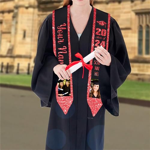 Custom Graduation Stole Personalized Graduation Sash with with Photo School Name Class of 2024 Graduation Gifts4