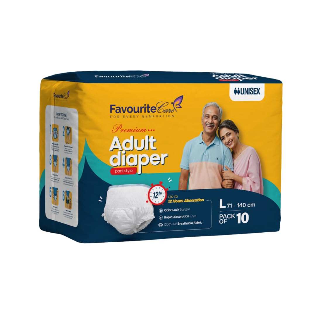 Favourite Care Adult Diaper Pant Style 12 Hour Comfort Daily Use Size L Pack of 10-image-21