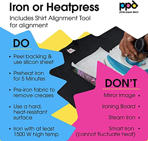 Ppd Inkjet Premium Iron-On Dark T Shirt Transfers Paper Ltr 8.5X11" Pack Of 10 Sheets (Ppd004-10) #TOP5