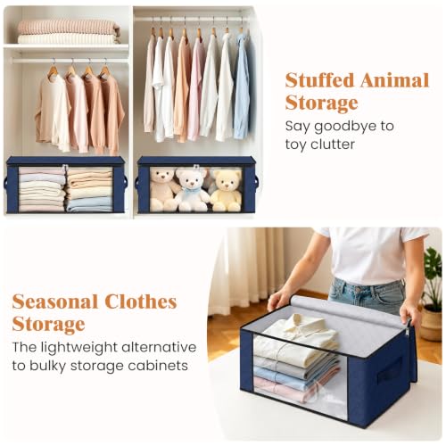 Image of Fab totes 35L Closet Organizers and Storage, Foldable Under Bed Storage Containers, Storage bags for Organizing Bedroom, Closet, Clothing,Organization with Handle (10 Pack,Blue)