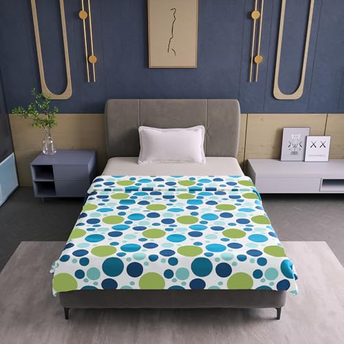 Image of Divine Casa 120 GSM Cotton Printed Soft Lightweight Winter Dohar,AC Blanket,for Single Bed Size (43 x 86 inches, Blue Grotta)| TC - 120