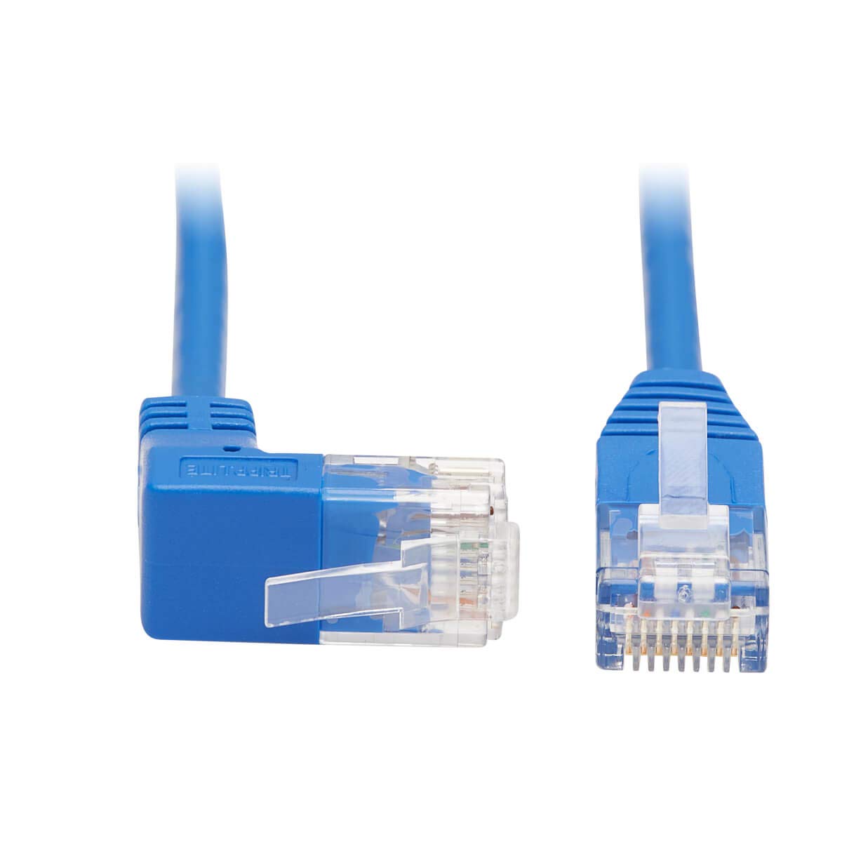 Tripp Lite Up Angle Cat6 Ethernet Cable, Gigabit Molded Slim UTP Network Patch Cable, Blue, 1 ft. (N204-S01-BL-UP)