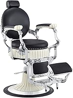 Vista 1 de Dir Silla de peluquero hidráulica resistente, sillas diseñadas antiguas de la barbería Mikado, negro