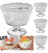 QSLKI Glazen Dessert Kommen Set van 4, 260ml Glazen Ijs Kom Set, Kleine Clear Mini Footed Desse...