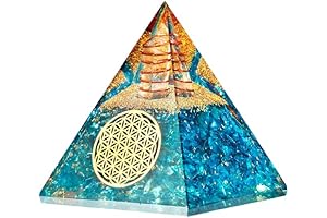 Orgone Pyramid: Aquamarine Crystal, Flower of Life, Chakra Healing