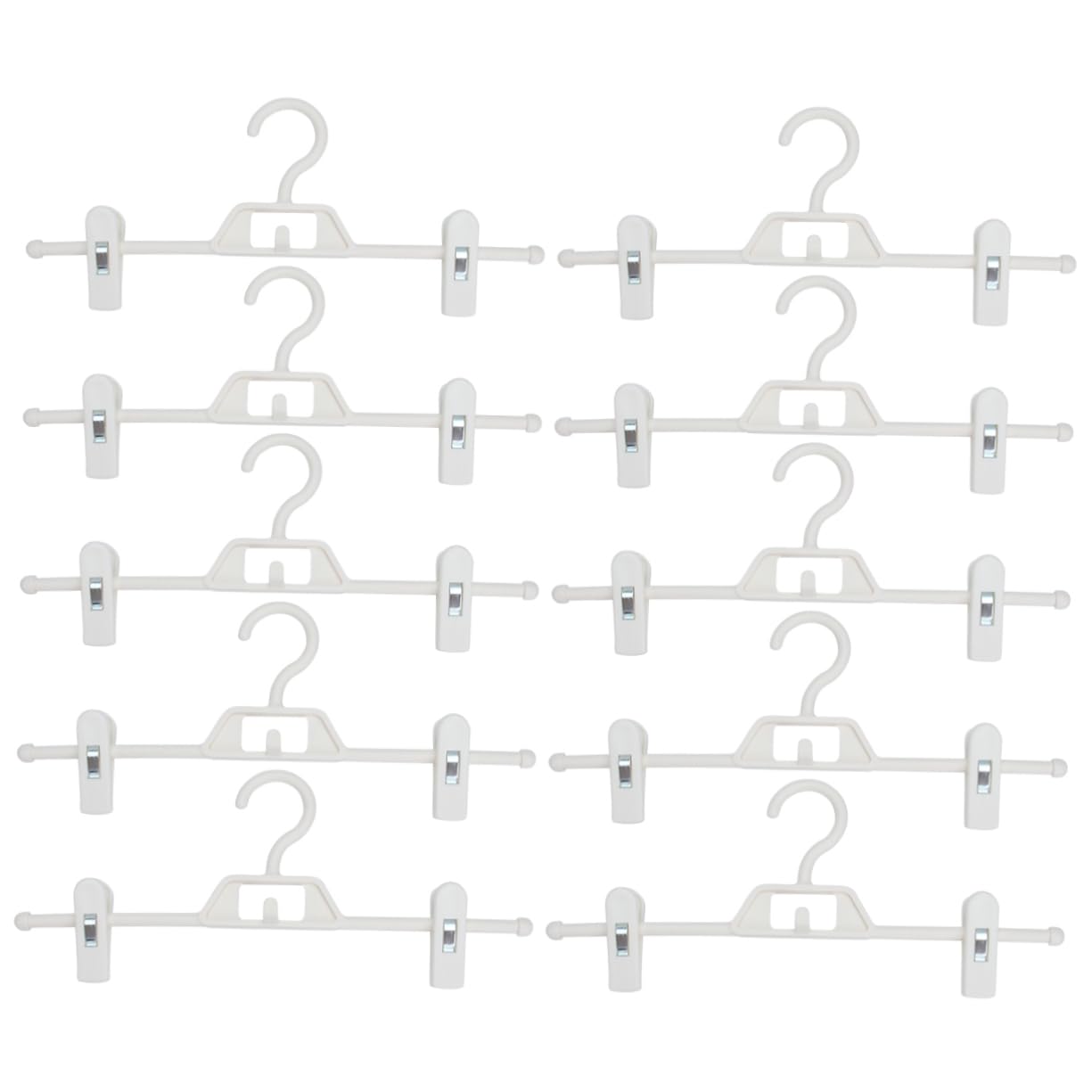 MAGICLULU 10Pcs Multi Function Pants Clip Rack Non Slip Household Clothes Hanger for Adults and Retractable Plastic Clips for Wardrobe Easy to Use Milk