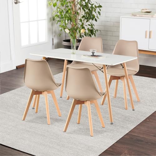 H.J WeDoo Esszimmergruppe Esstisch mit 4 Stühlen Essgrupp, Rechteckig Küchentisch und 4er Set Esszimmerstühle Sitzgruppe für Wohnzimmer Küche Büro(120x80cm Tisch+4 Khaki Stühle) H.J WeDoo Esszimmergruppe Esstisch mit 4 Stühlen Essgrupp, Rechteckig Küchentisch und 4er Set Esszimmerstühle Sitzgruppe für Wohnzimmer Küche Büro(120x80cm Tisch+4 Khaki Stühle)