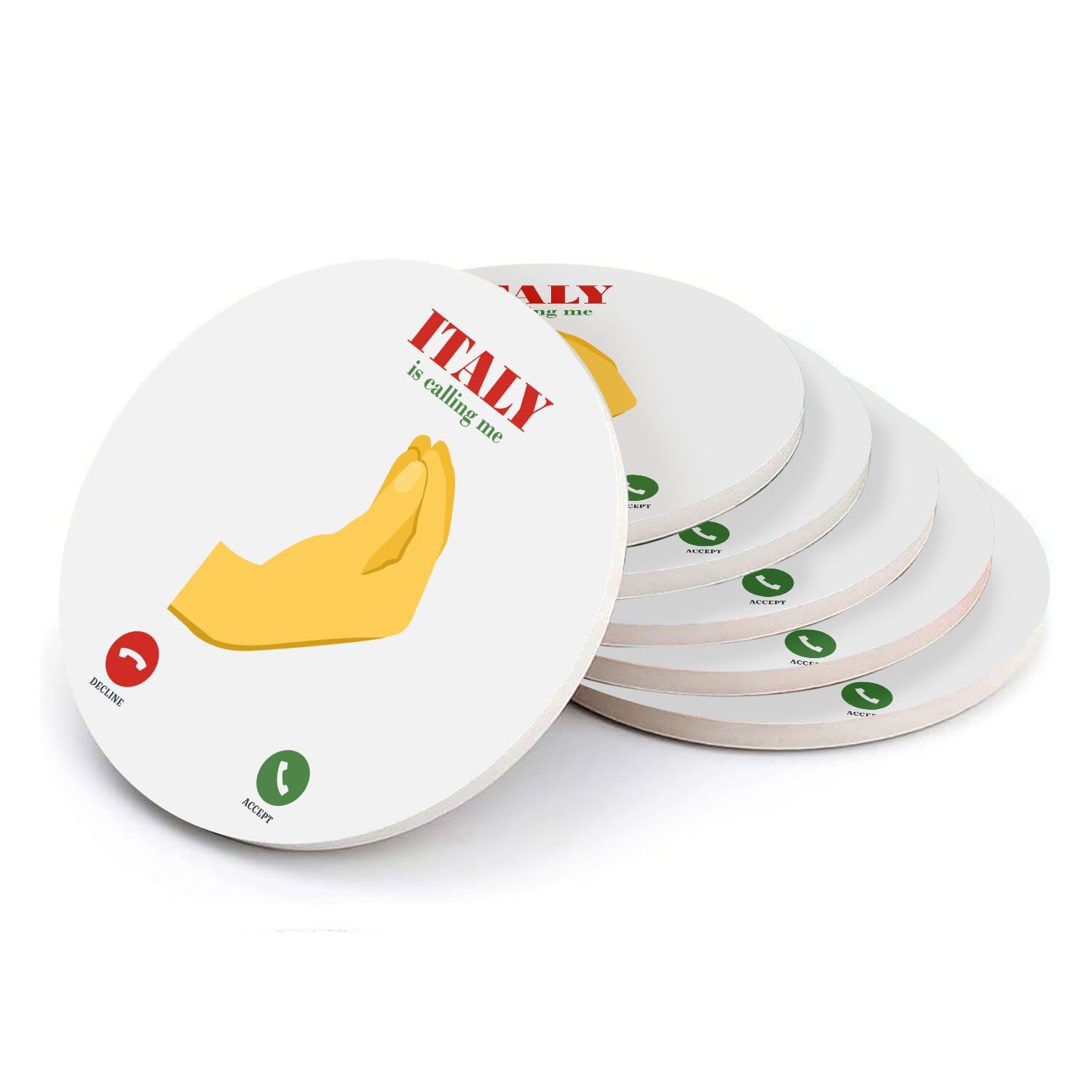Sous-verre ronds en céramique Italia Is Calling - Une idée cadeau originale pour les repas