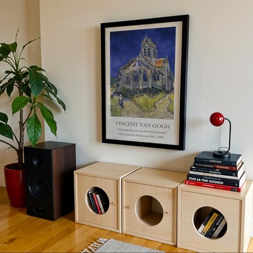 Image of Waltractive Vincent Van Gogh Paintings Framed Poster with Beautiful Quotes - Available in 33x22 and 48x33 CM - Classic Art Poster with sleek Black Frame - Elegant Home and Office Decor (The Church at Auvers-sur-Oise, 13x19 Inch, Framed)