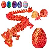 Xynqura Drachenei mit Drache - Artikuliertes 3D Drachen Ei (8cm) & 19cm Drache Zappelspielzeug, Kreatives Geschenk für Kinder & Sammler, für Wohnzimmer & Schreibtisch (Strahlungsrot)