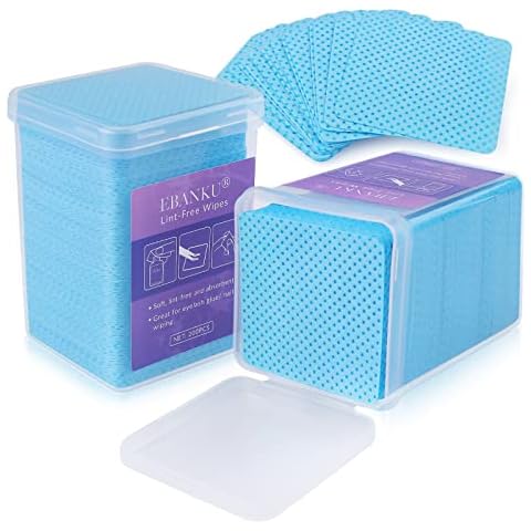 EBANKU 400 Stück Blau Nagellackentferner Wattepads Nagel Wischen Baumwolle Wischpads Vlies Nail Wipes Wattepads Nail Art Wipes Acryl Nail Art Gel Entferner Reinigungspads Cover