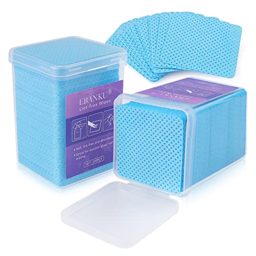 EBANKU 400 Uds Azul Removedor de Uñas Toallitas Almohadillas Removedor de Pegamento de Pestañas Toallitas No Tejidas Nail Art Toallitas Acrílico Nail Art Gel Removedor Almohadillas de Limpieza